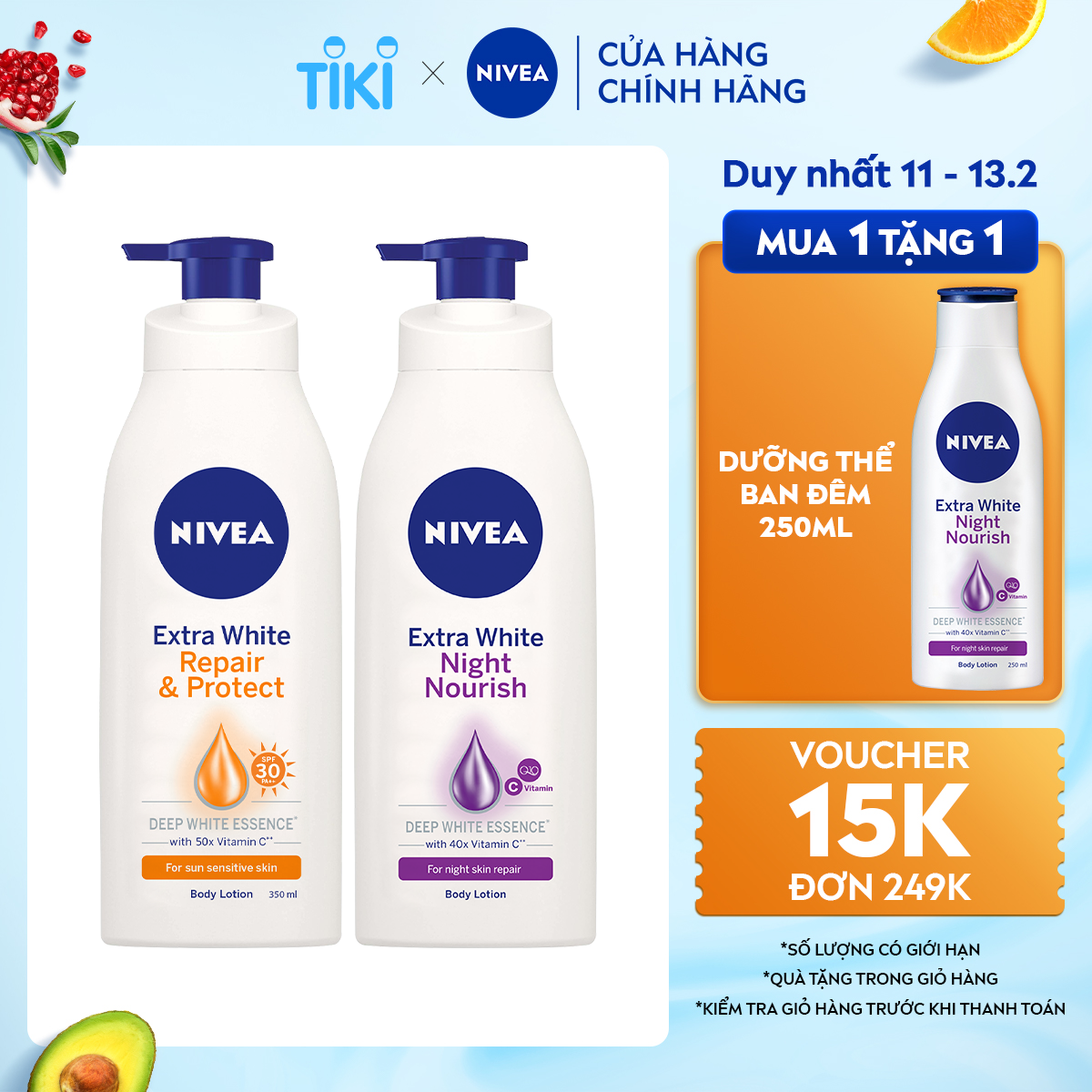 Bộ Đôi Sữa Dưỡng Thể NIVEA Phục Hồi &amp; Dưỡng Sáng Da Ngày &amp; Đêm (350 ml) - 88311+98412 (Bao bì thay đổi theo từng đợt nhập hàng)