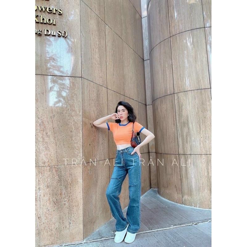 Áo croptop trơn phối viền siêu cute chất borip lụa dày mịn-N