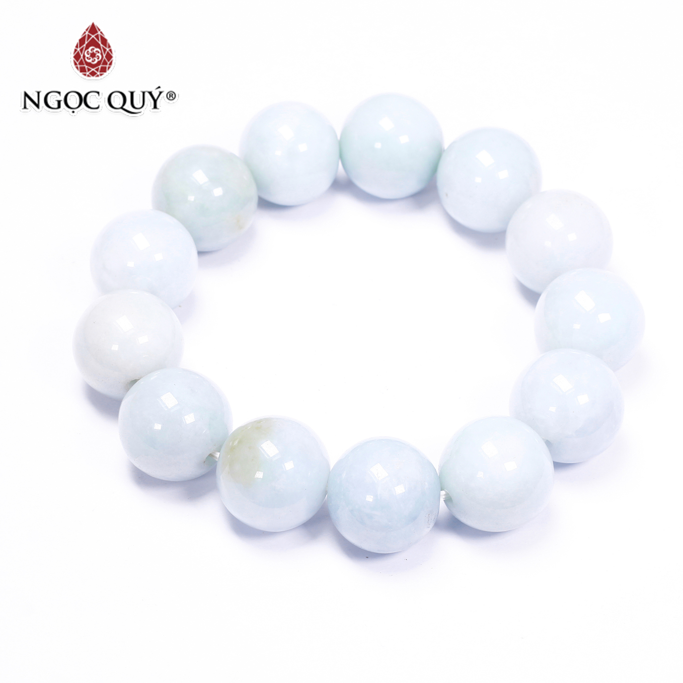 Vòng tay trơn đá cẩm thạch A size hạt 18mm mệnh mộc hỏa - Ngọc Qúy Gemstones