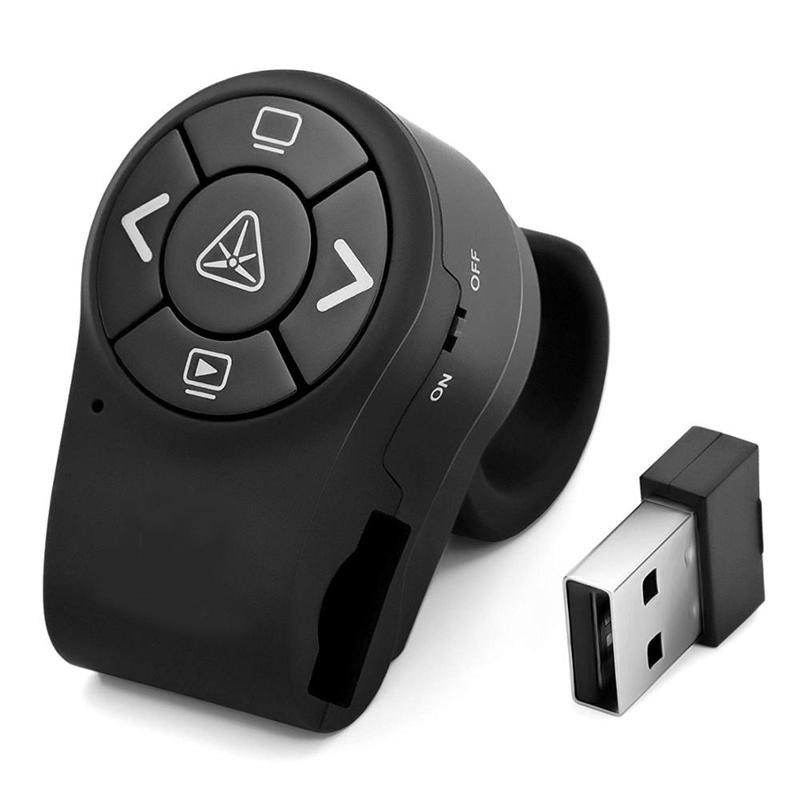 RF 2.4G Finger Ring Remote Wireless Presenter PowerPoint PPT Slides Clicker Pen có thể sạc lại
