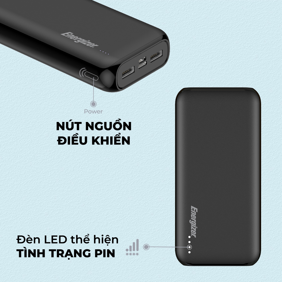 Sạc dự phòng Energizer 20,000mAh /3.7V Li-Polymer UE20010BK - Hàng chính hãng bảo hành 2 năm 1 dổi 1