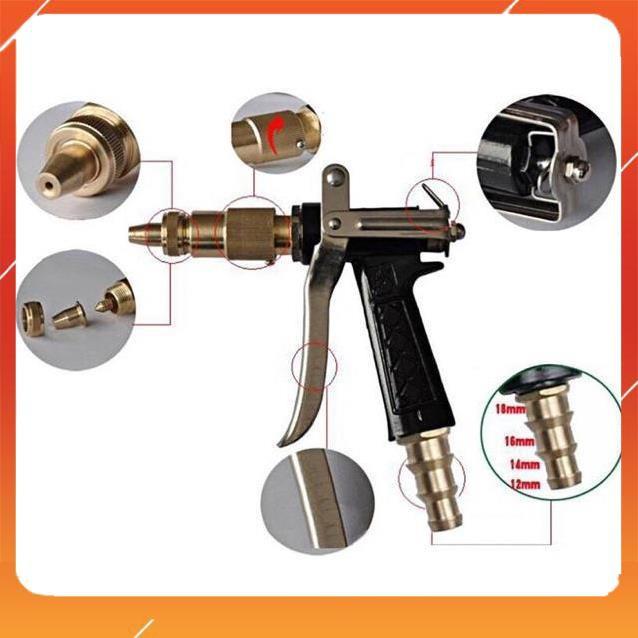 Đầu vòi tăng áp, đầu vòi rửa xe đầu đồng + đai 206236