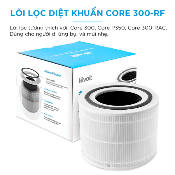 Lõi Lọc Diệt Khuẩn Tiêu Chuẩn Cho Máy Lọc Không Khí Levoit Core 300/300S RF | Bộ Lọc HEPA 3 Lớp | Hàng Chính Hãng