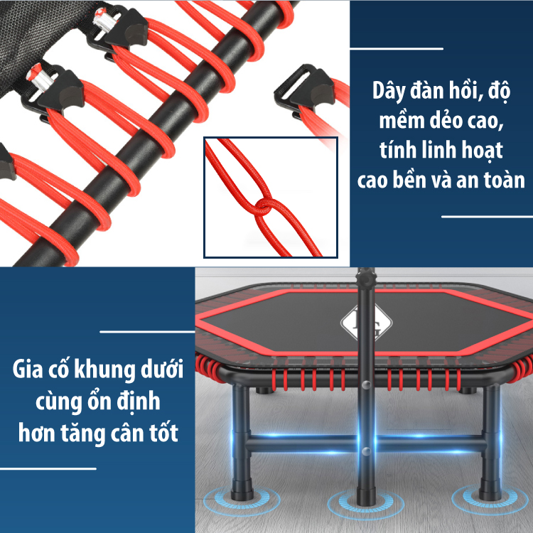 BG Sàn nhún, Đệm bật nhún cao cấp có tay cầm 50INCH Trampoline dành cho mọi lứa tuổi