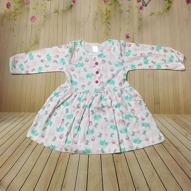 Combo 2 váy dài tay bé gái chất cotton size 1-7 (Giao màu ngẫu nhiên)