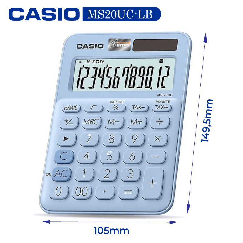 Máy tính Casio MS-20UC, Bảo hành 7 năm - Giao màu ngẫu nhiên - Hàng chính hãng Bitex