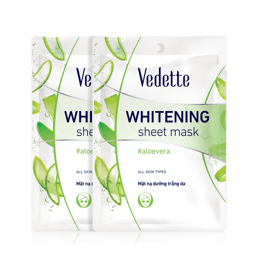 Combo 6 Mặt Nạ Trắng Hồng Tự Nhiên Vedette Whitening Sheet Mask Set (Aloe Vera) 22mlx6