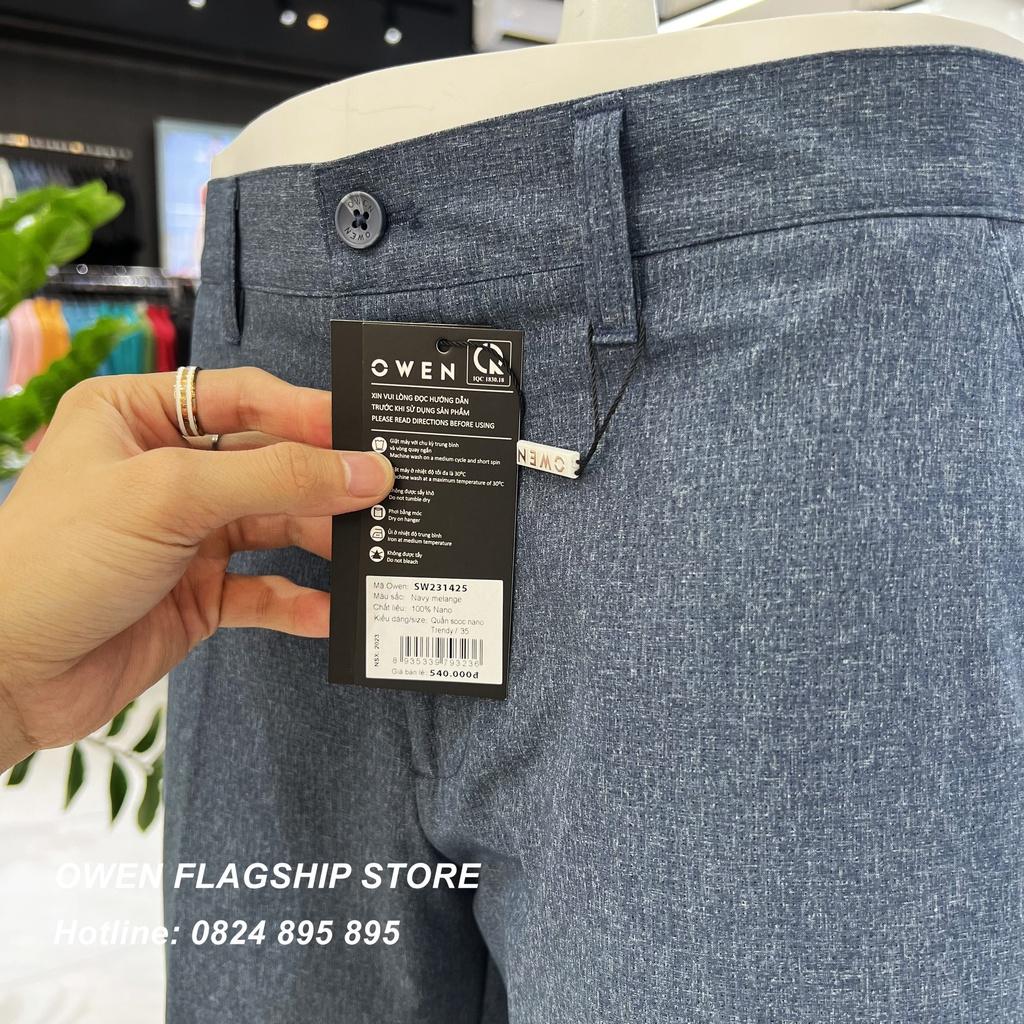 Quần short tây nam owen sợi Nano thoáng mát, lịch sự màu xanh navy SW231425