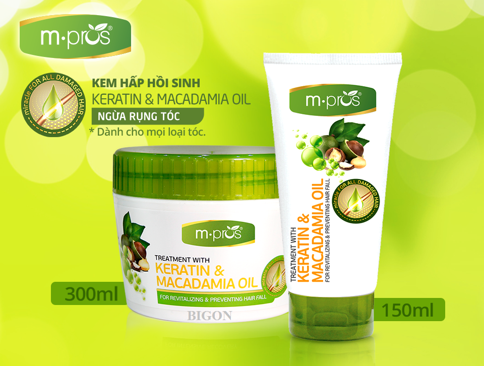 Hấp dầu M.Pros Macadamia Oil phục hồi tóc hư tổn, ngừa rụng tóc, siêu mượt 300ml