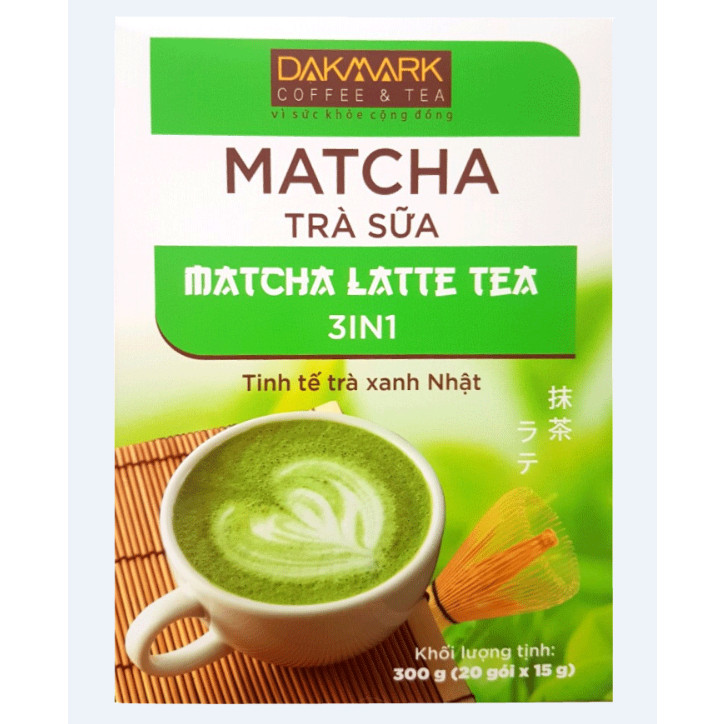 Trà Sữa Matcha DakMark _ Trà sữa trà xanh hòa tan thơm ngon tinh tế đảm bảo sức khỏe (20 Gói x 15g)