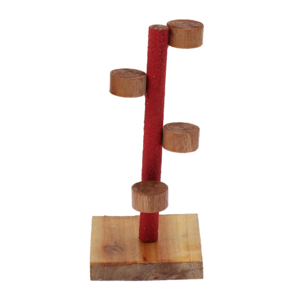 Natural Wood Pet Parrot Stand Toy Exercise Hamster Perches for Bird Cage