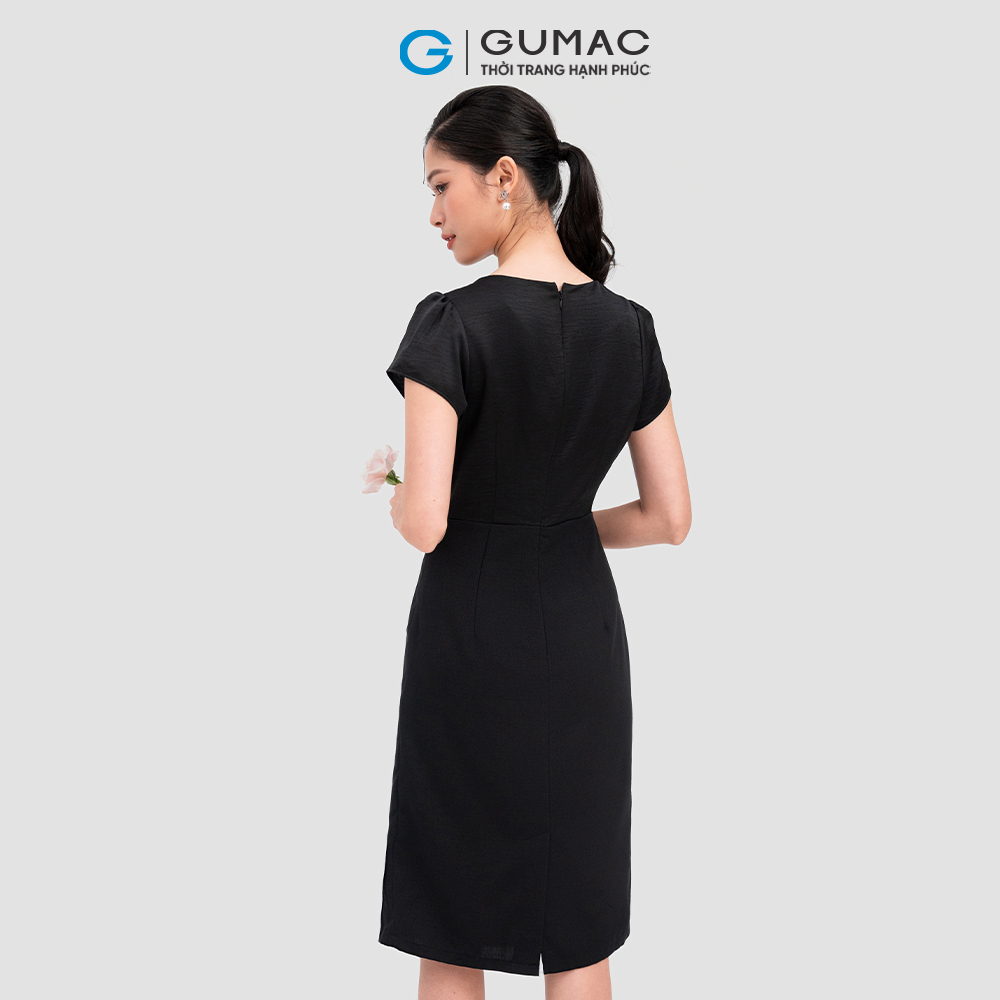 Đầm ôm nhẹ GUMAC DC11069 cổ đổ thanh lịch