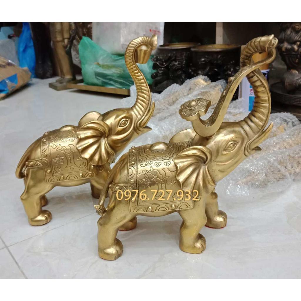 Đôi voi phong thủy bằng đồng, tượng voi đồng cỡ to