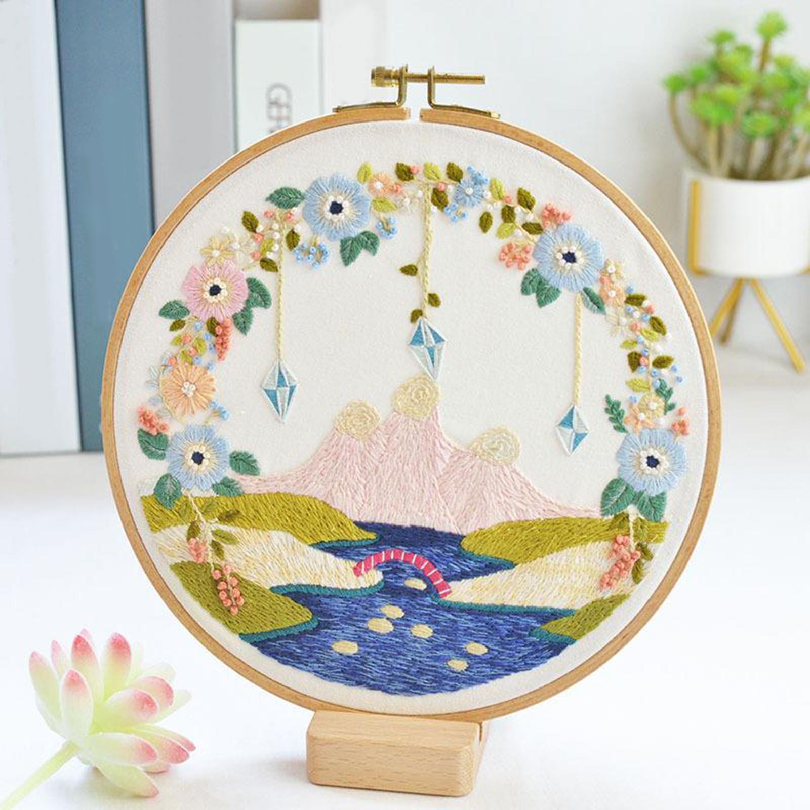 Funny Embroidery Starter Kit Cross Stitch Kit Include Embroidery Clothes with Color Threads and Tools for Beginners