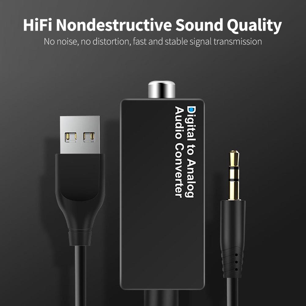 DAC Digital to Analog Audio Converter HiFi Nondestructive Sound Quality Stable Signal Coaxial+3.5mm Audio Ports