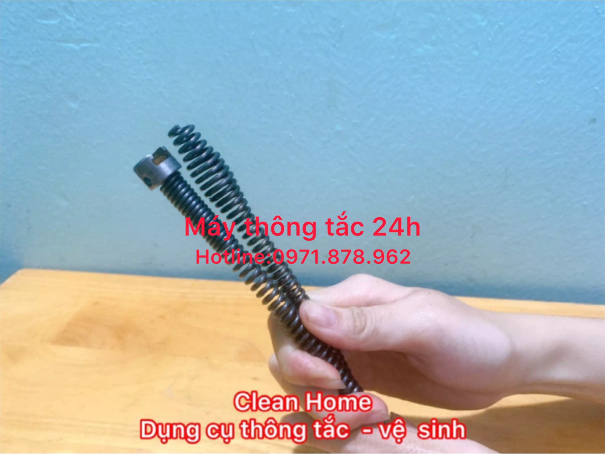 Dây Thông Tắc Cống Dạng Lò Xo Dây Phi 10 - Sử Dụng Bằng Khoan dài 5m và 1 đầu kết lối máy khoan