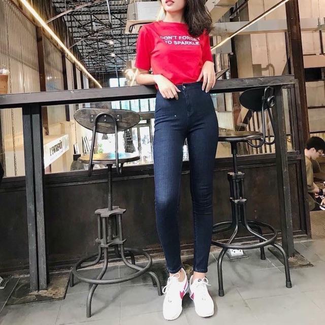 Quần jeans ôm co giãn xanh đậm