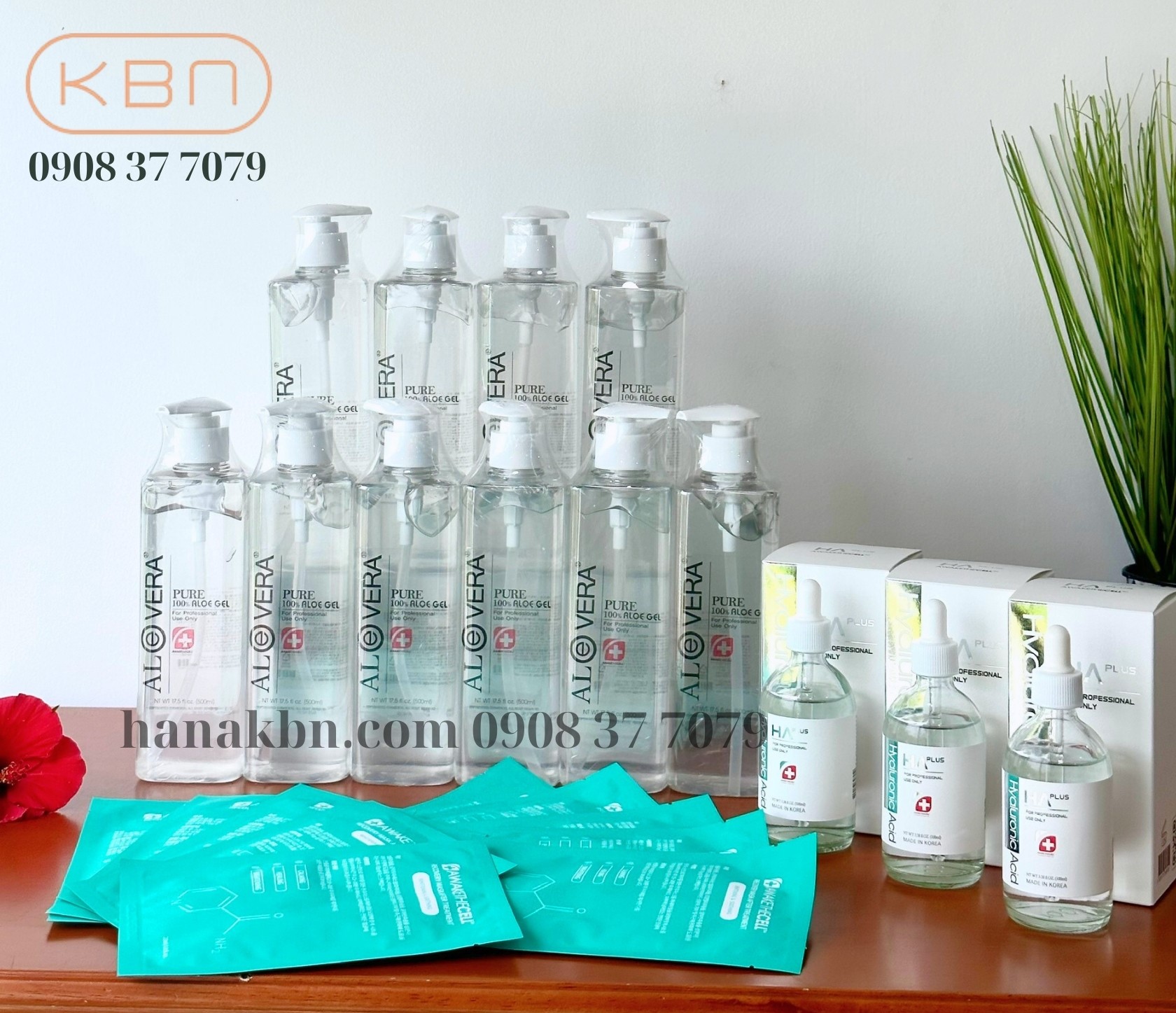 Combo 10 Chai Gel Nha Đam Aloe Vera Hàn Quốc - Làm Dịu Da Nhạy Cảm, Khô, Mụn + Tặng 3 Serum HA Plus 100ml + Tặng 10 Mặt Nạ Soothing