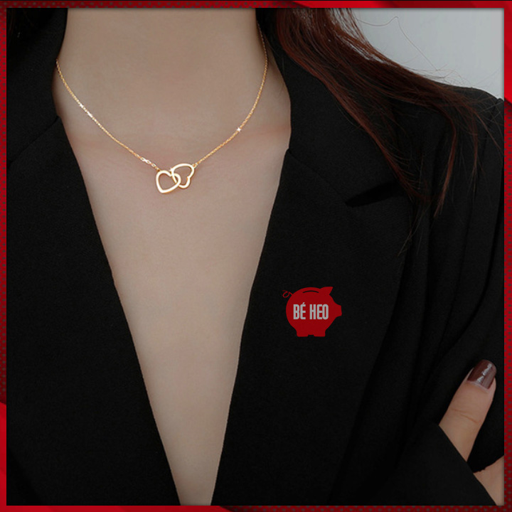 Dây chuyền titan tim đôi không đen - Trang sức Bé Heo BHDC261