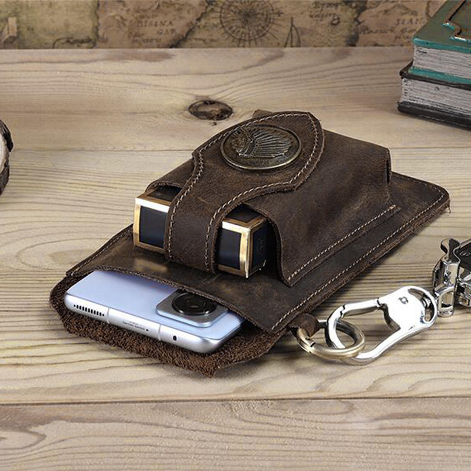 Leather Phone case Waist Bag Carrying Pouch for Cell Phone Men Women coffee