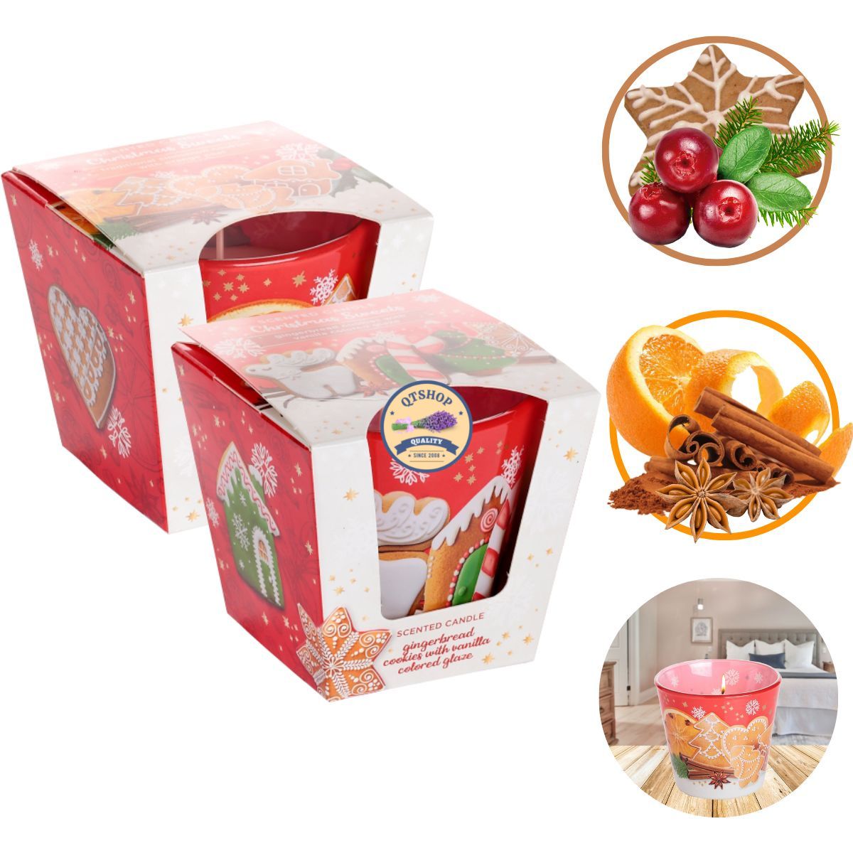 Combo 2 Ly nến thơm tinh dầu Bartek Christmas Sweets 115g QT0068 - bánh cam, quế, gừng, vani, trang trí, thơm phòng, thư giãn, hỗ trợ khử mùi (giao mẫu ngẫu nhiên)