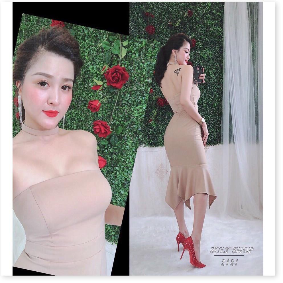 Đầm body đuôi cá cúp ngực - kèm nơ cổ hàng chuẩn shop
