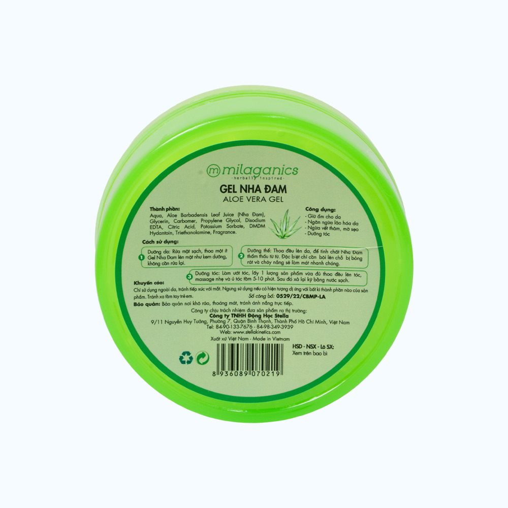 Gel Nha Đam Milaganics Giữ Ẩm Cho Da (Hũ 300ml)