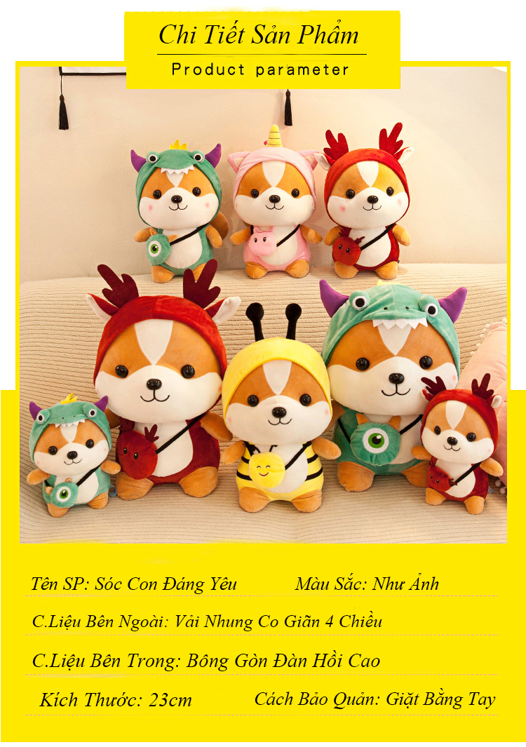 Gấu Bông Sóc Shiba Cosplay Ngộ Nghĩnh Chibi