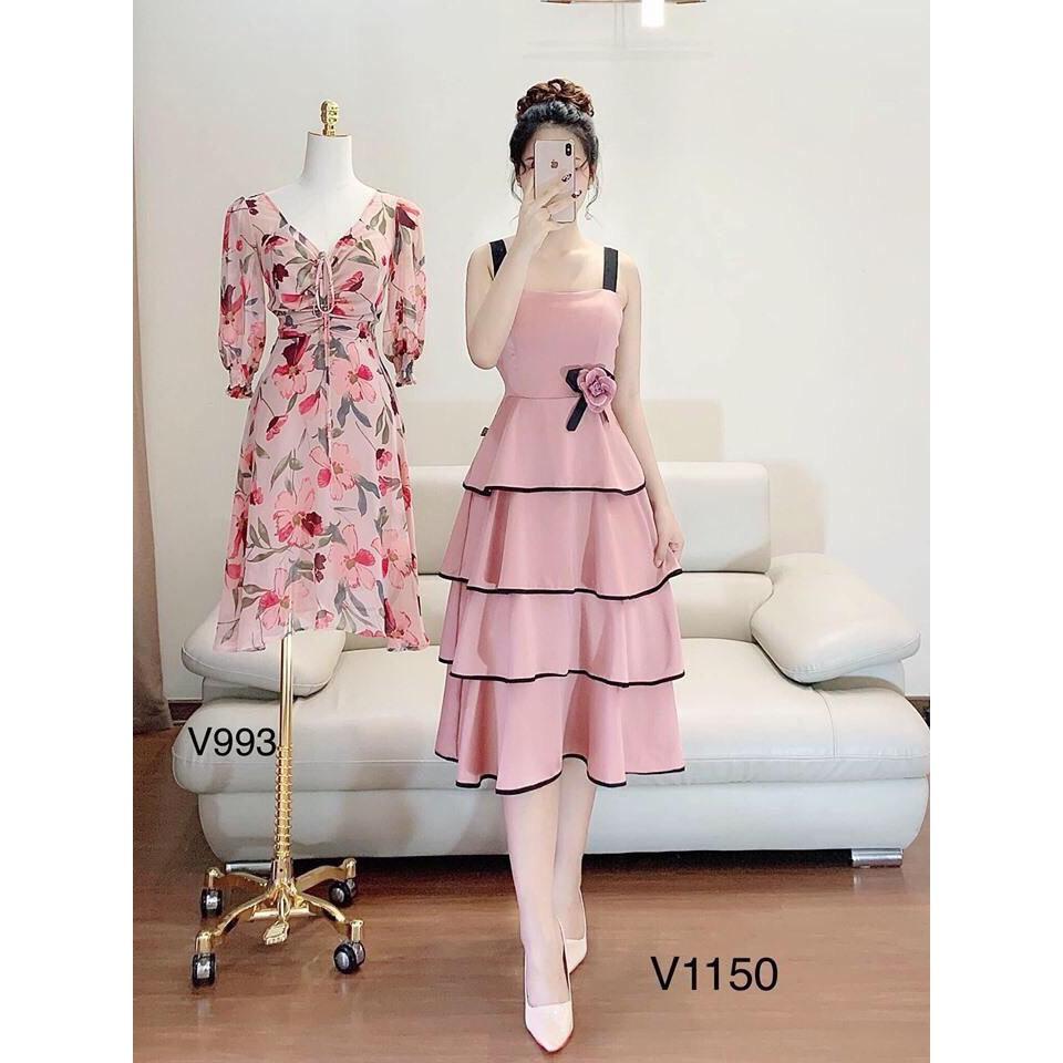 Đầm xòe 4 tầng đính bông - hàng thiết kế chuẩn shop