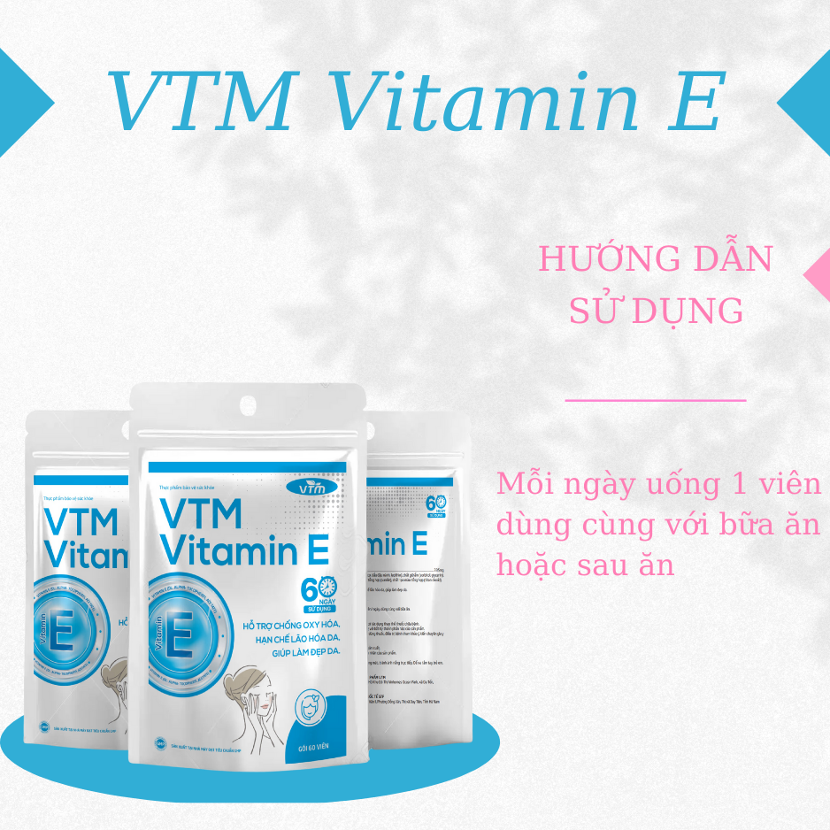 Viên uống bổ sung vitamin E VTM tăng cường sức khỏe, hỗ trợ chống oxy hóa, lão hóa da