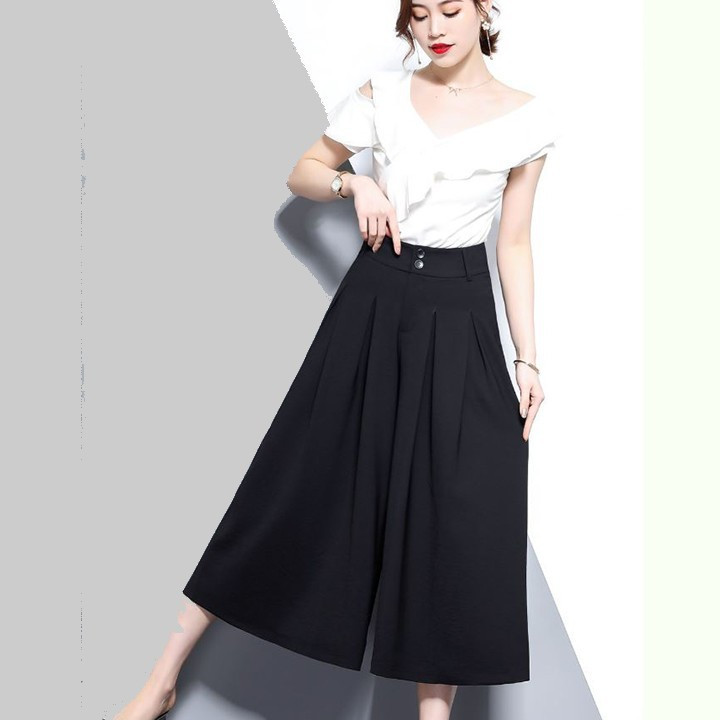Quần ống rộng Cullotes thời trang giả váy Chất Liệu Vải Cao Cấp - Quần công sở thời trang hàn quốc Cullotes cao cấp 2