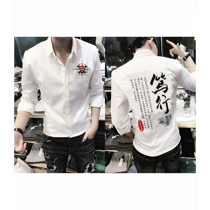 (Freeship 50K Toàn Quốc) Áo Sơ Mi Nam One Piece Thư Pháp Cao Cấp | Đảo Hải Tặc