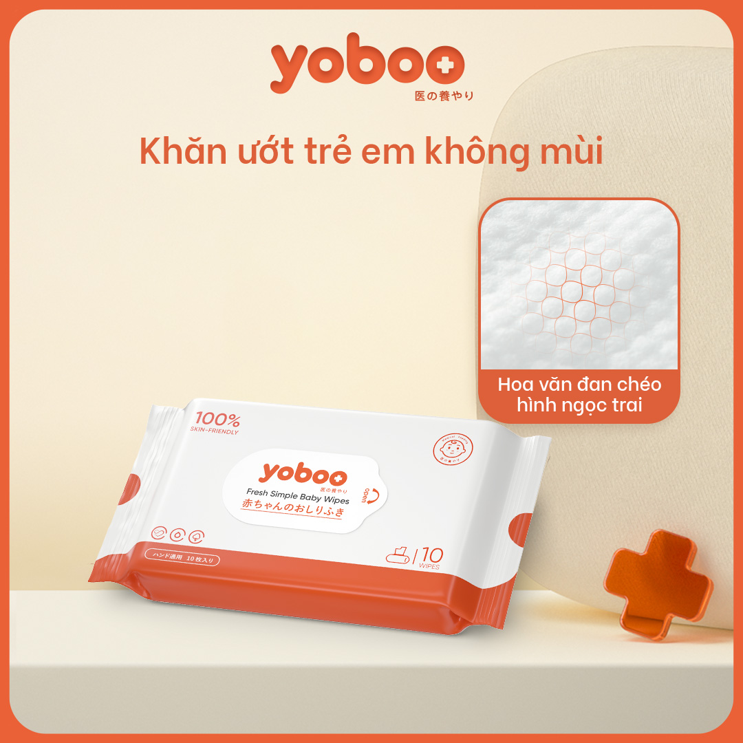 Khăn giấy ướt Yoboo YB-078 gói 10 tờ dịu nhẹ, không chứa cồn và hương liệu, an toàn khi sử dụng cho bé - Hàng chính hãng