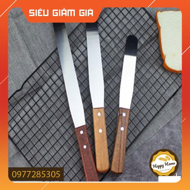 Dao chà láng bánh kem bằng thép không gỉ lưỡi thẳng cán gỗ 6 inch, 8 inch,10 inch