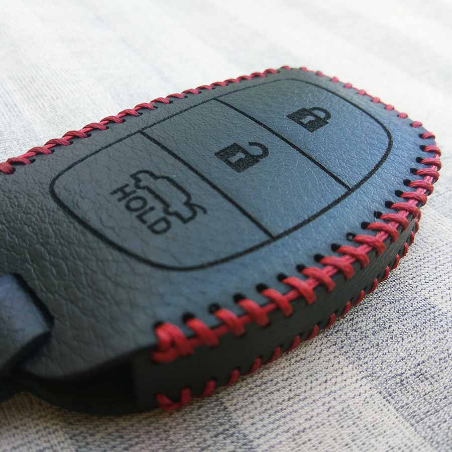 Bao da 3 nút chìa khóa smartkey xe hơi Hyundai (i10 - Tucson - Elantra) (Đen)