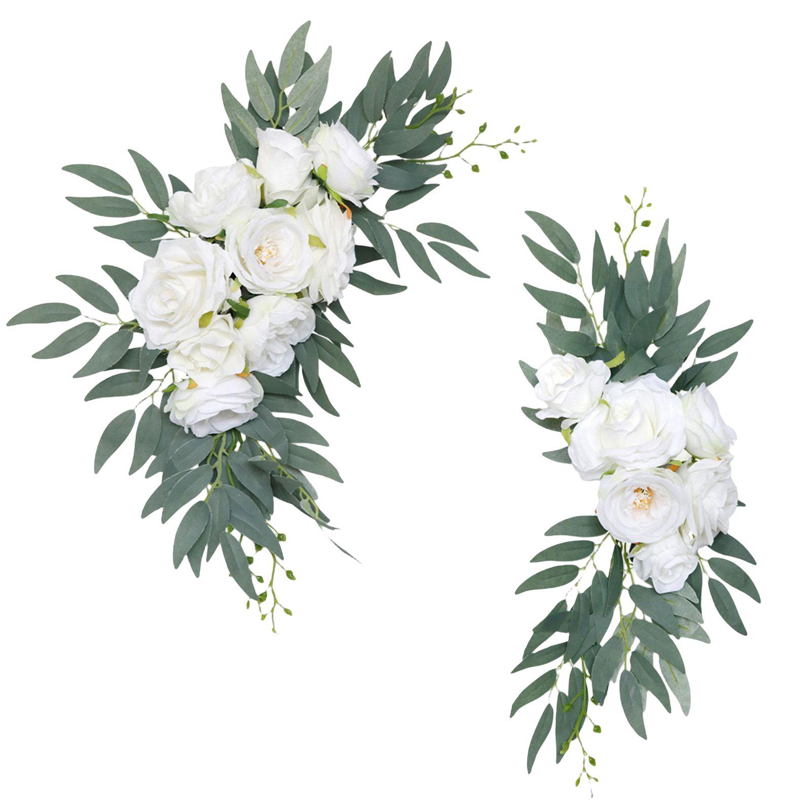 2Pcs Wedding Arch Flowers Swag Green Leaves for Wedding Wall Decorative