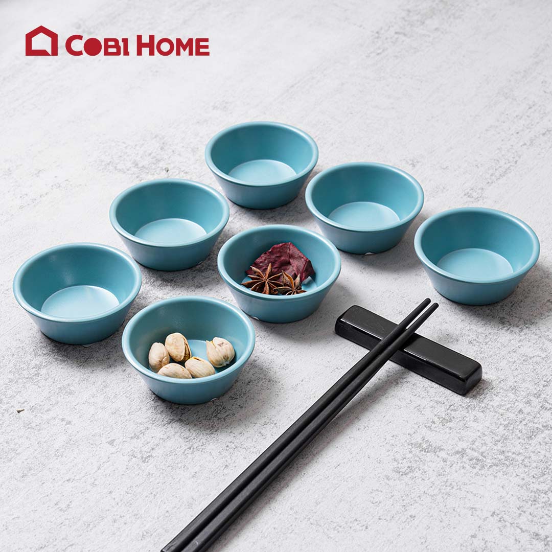 Chén chấm hình tròn màu xanh bằng melamine cao cấp