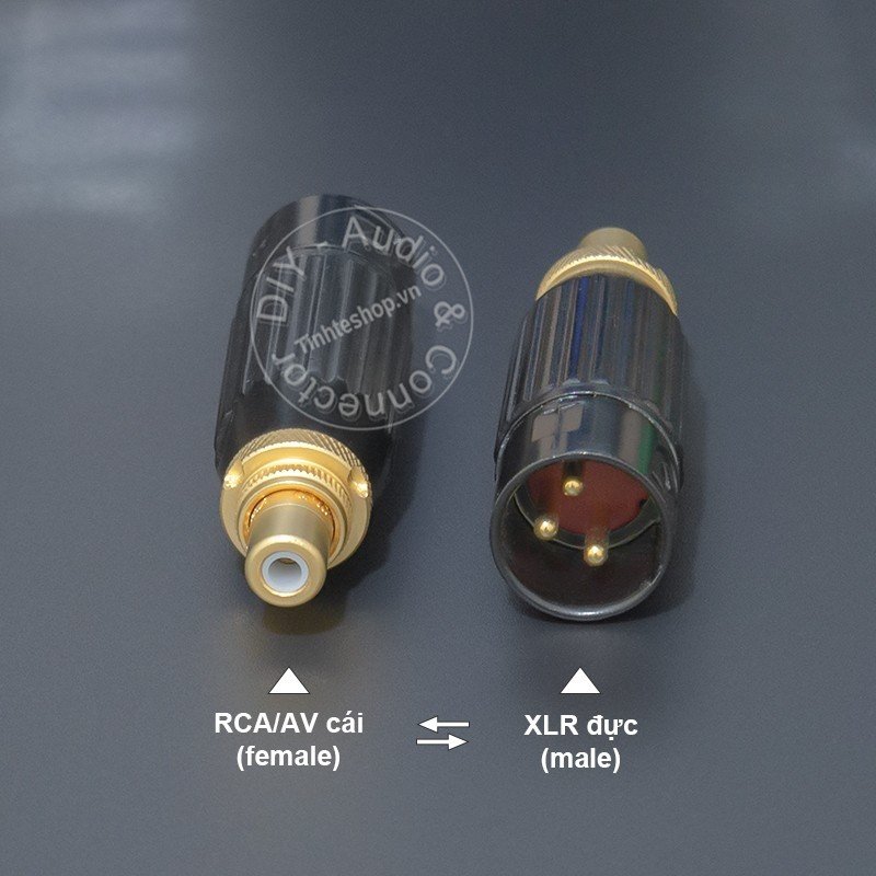 Jack canon đực ra hoa sen 1 cặp đồng OFC mạ bạc - DIY XLR male to RCA male converter