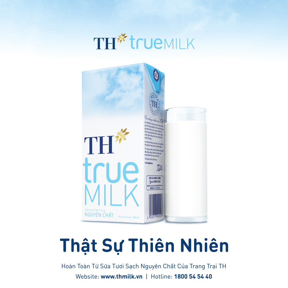 4 Lốc sữa tươi tiệt trùng sôcôla nguyên chất TH True Milk 180ml
