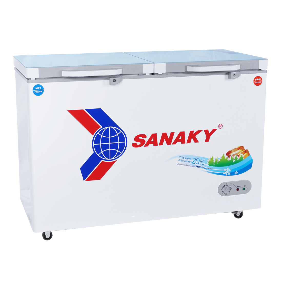 TỦ ĐÔNG MÁT SANAKY 270 LÍT VH-3699W2KD ĐỒNG (R600A) (KÍNH CƯỜNG LỰC) - HÀNG CHÍNH HÃNG