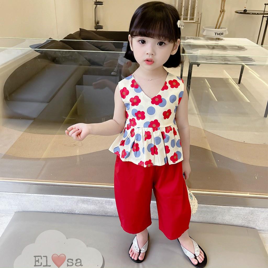 Đồ bộ bé gái - Bộ quần áo bé gái hoa 2 màu 8-19KG