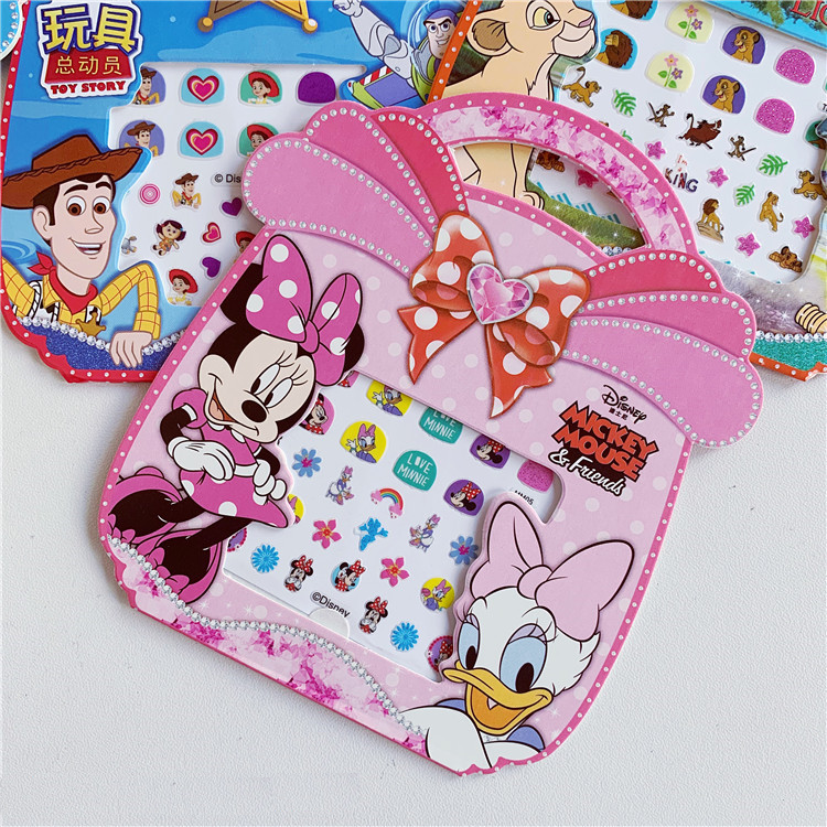 Combo 5 tờ Nail Sticker ngẫu nhiên , miếng dán móng tay hoạt hình kiểu túi xách nơ Frozen Sofia Princess Toy Pooh Minnie cho trẻ em 001