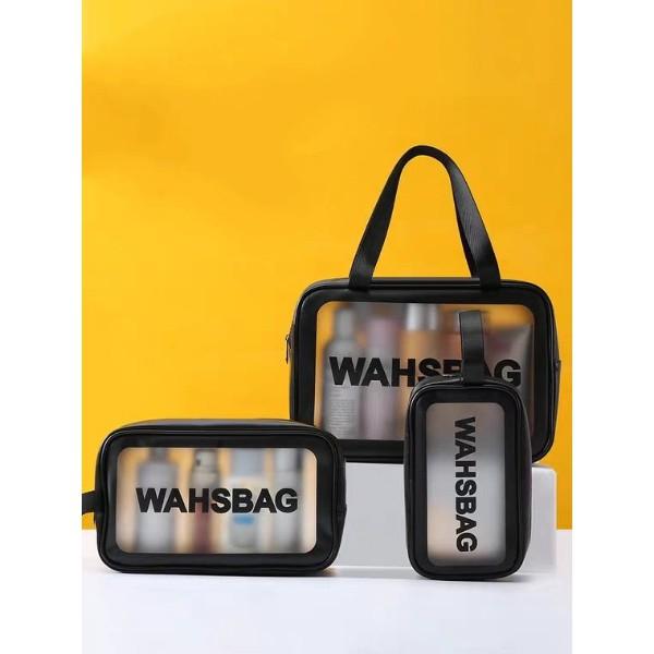 SET 3 Túi đựng mỹ phẩm du lịch bằng nhựa PVC trong suốt tiện ích wahsbag