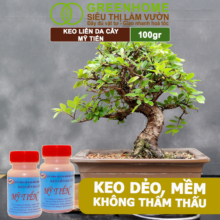 Keo Liền Sẹo Cho Cây Greenhome, Mỹ Tiến, Chai 100gr, Liền Nhanh Vết Cắt Da Cây, Chiết Cành, Tạo Dáng Bonsai, Lan, Kiểng