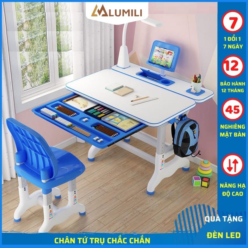 bộ bàn ghế học sinh thông minh bàn học chống gù chống cận cho bé lumili có thể điều chỉnh độ cao