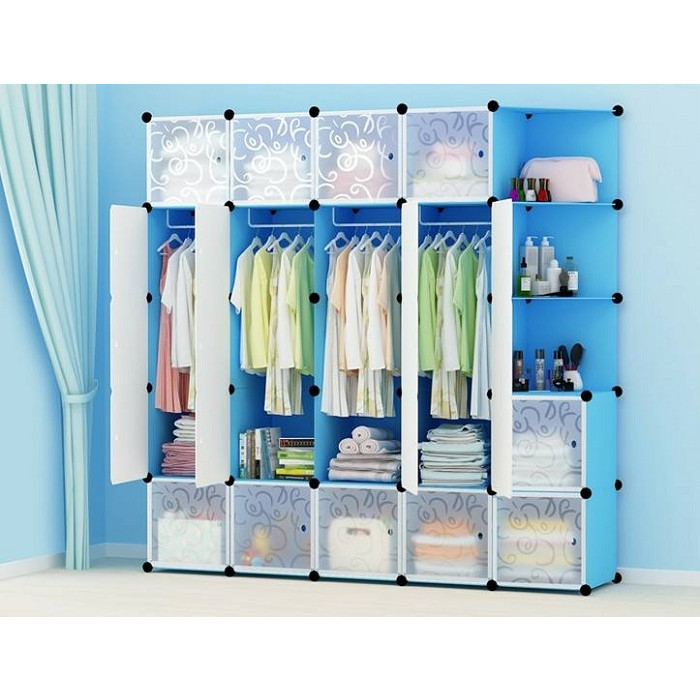 TỦ NHỰA GHÉP 25 NGĂN - THÂN XANH CỬA TRẮNG