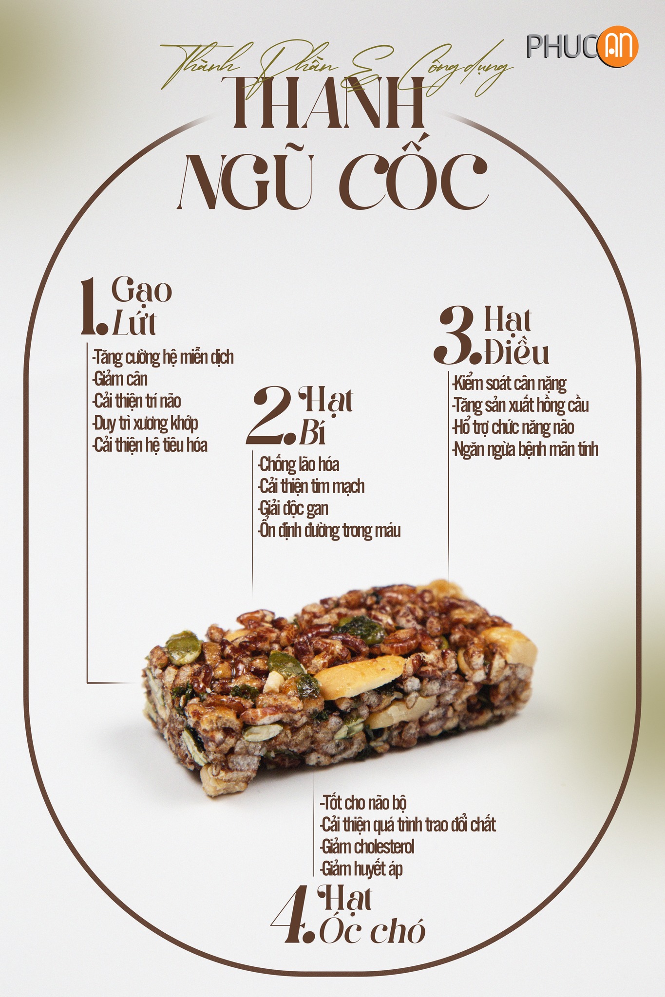 Combo 2 hộp thanh năng lượng hạt ngũ cốc Phúc An 8 thanh vị trái cây + 5 thanh vị chà bông