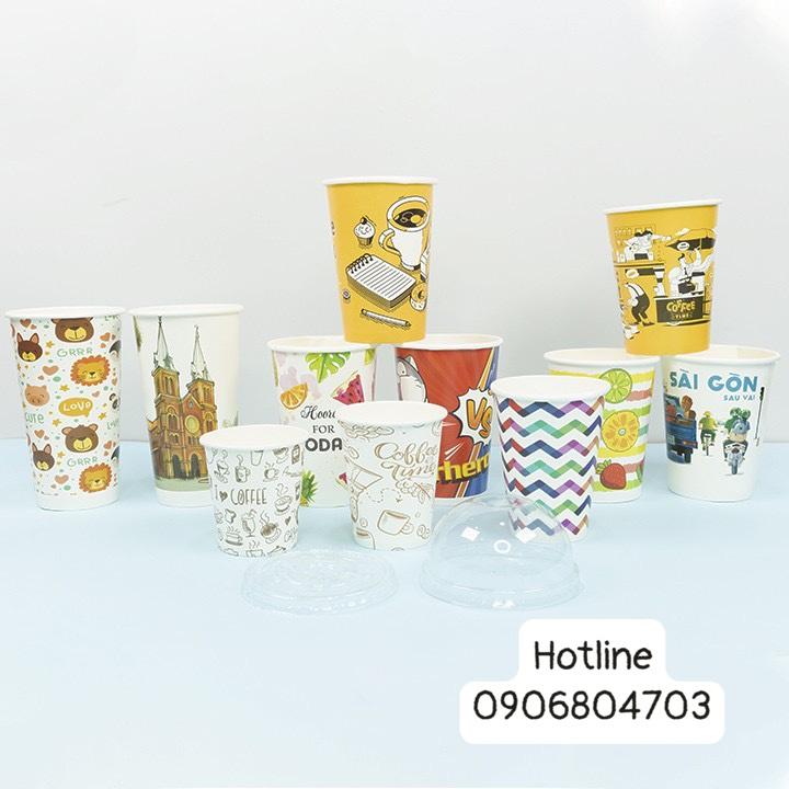 50 Ly giấy cafe in hình 14oz ~ 360ml giữ nhiệt, chống thấm cao cấp