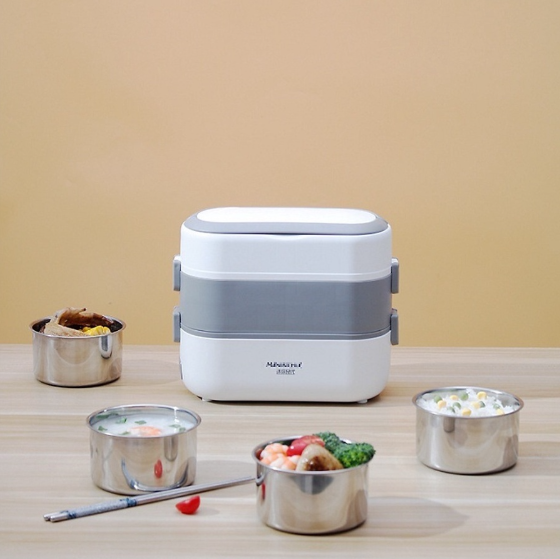Hộp Cơm Văn Phòng , Hộp Cơm 2 Tầng 4 Bát Inox , Nấu Chín , Hâm Nóng Và Giữ Nhiệt