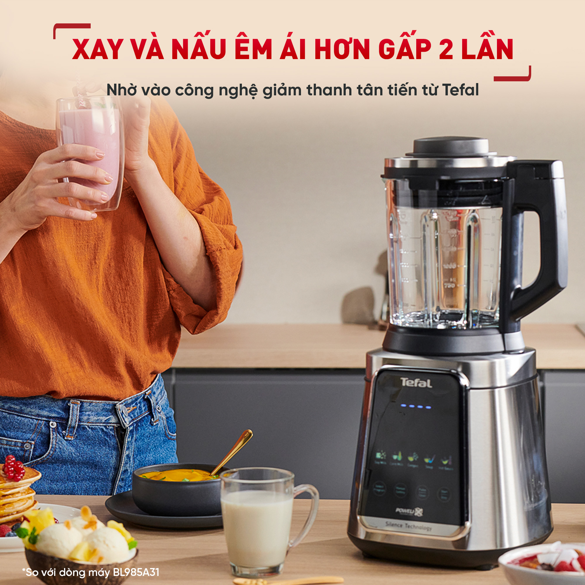 Máy làm sữa hạt, xay nấu đa năng chống ồn Tefal -  BL98SC66 2000W - Hàng chính hãng